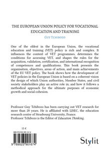 4me de couverture de "The European Union policy for vocational education and training"