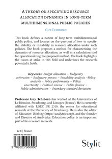 4me de couverture de "A theory on specifying resource allocation dynamics in long-term multidimensional public policies"